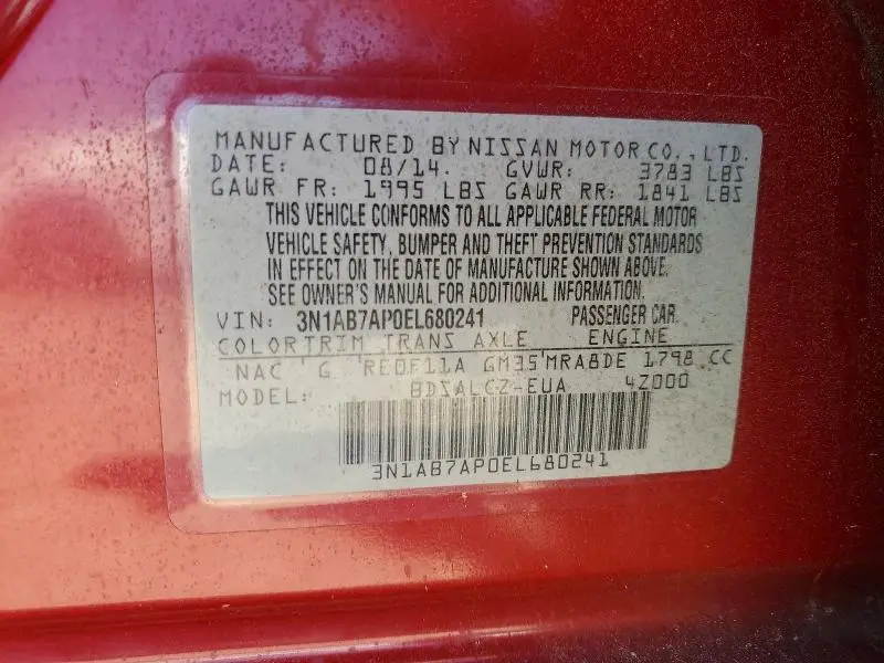 2014 NISSAN SENTRA S  