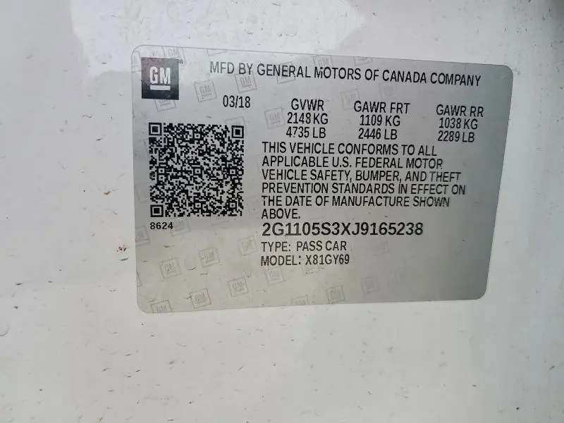 2018 CHEVROLET IMPALA LT  