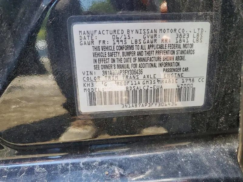 2015 NISSAN SENTRA S  