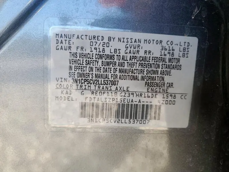 2020 NISSAN KICKS SV  