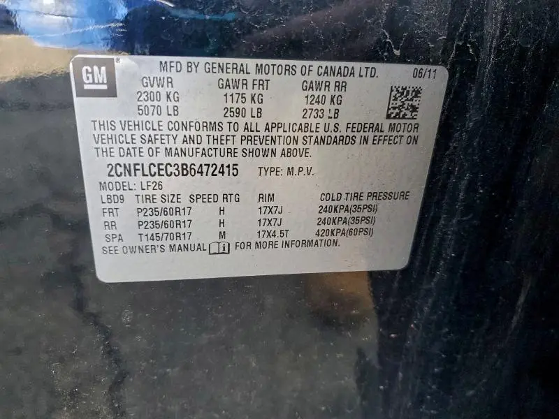 2011 CHEVROLET EQUINOX LS  