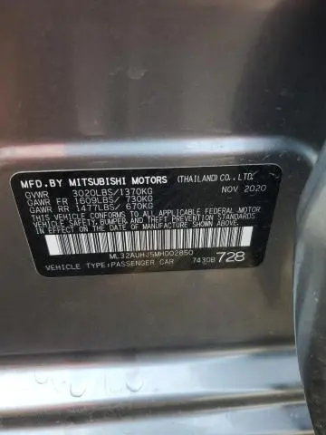 2021 MITSUBISHI MIRAGE ES  
