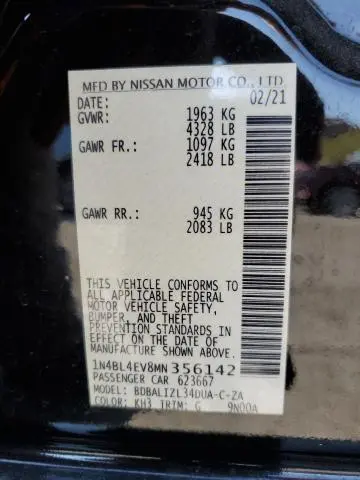 2021 NISSAN ALTIMA SL  