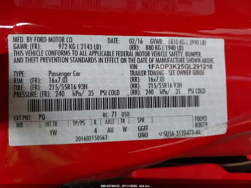 2016 FORD FOCUS SE