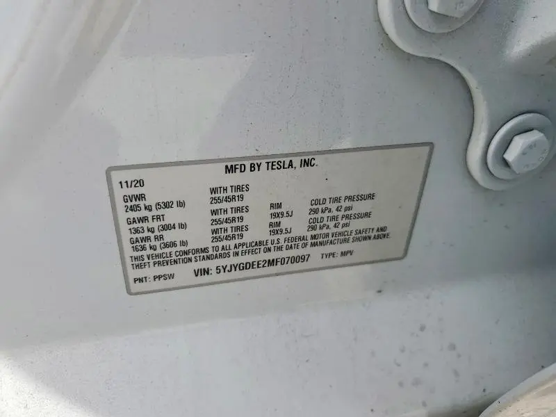 2021 TESLA MODEL Y   