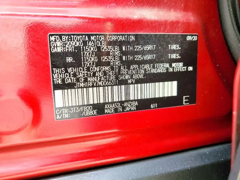 2021 TOYOTA RAV4 LE  