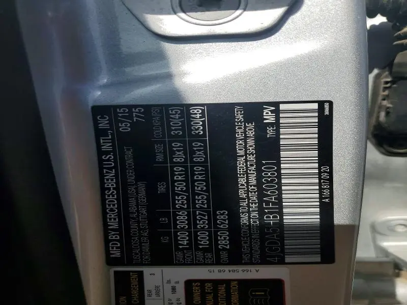 2015 MERCEDES-BENZ ML 350 4MATIC  