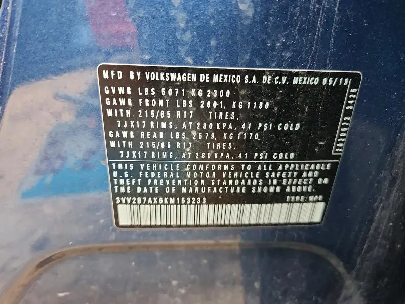 2019 VOLKSWAGEN TIGUAN SE  