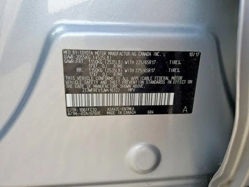 2018 TOYOTA RAV4 XLE  