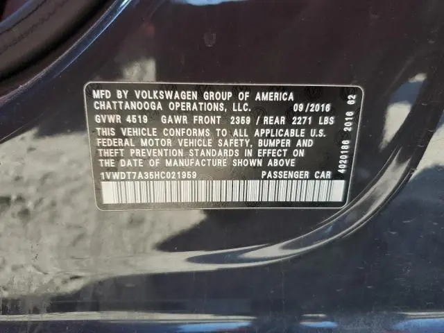 2017 VOLKSWAGEN PASSAT R-LINE  