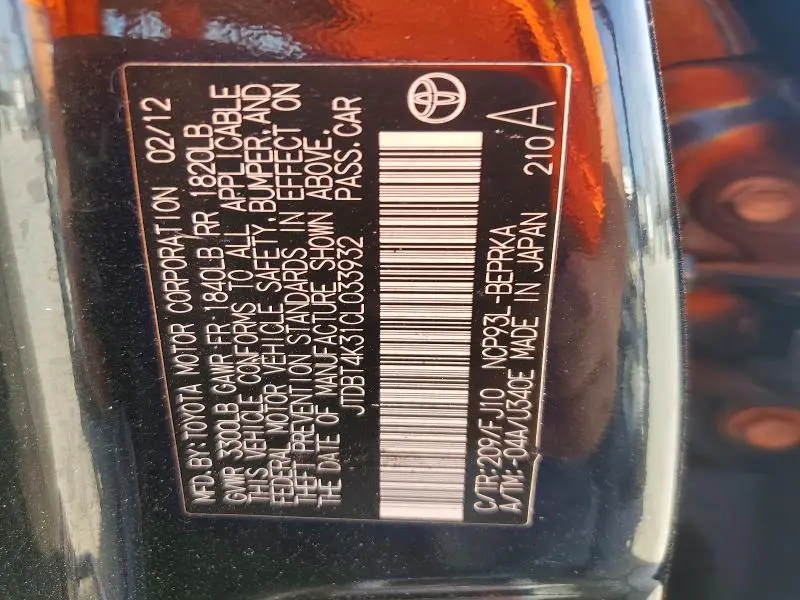 2012 TOYOTA YARIS FLEET  