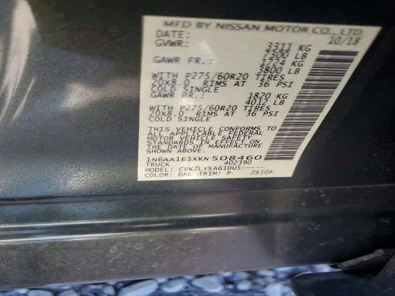 2019 NISSAN TITAN PLATINUM RESERVE  