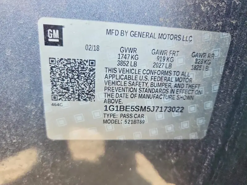 2018 CHEVROLET CRUZE LT  