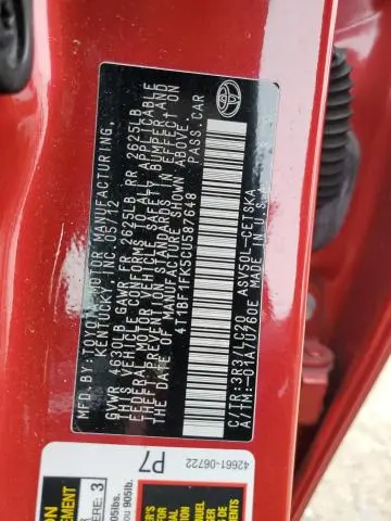 2012 TOYOTA CAMRY BASE  