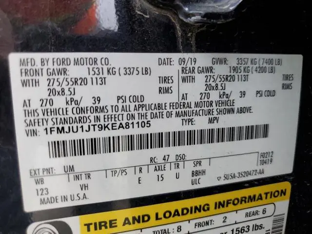 2019 FORD EXPEDITION XLT  