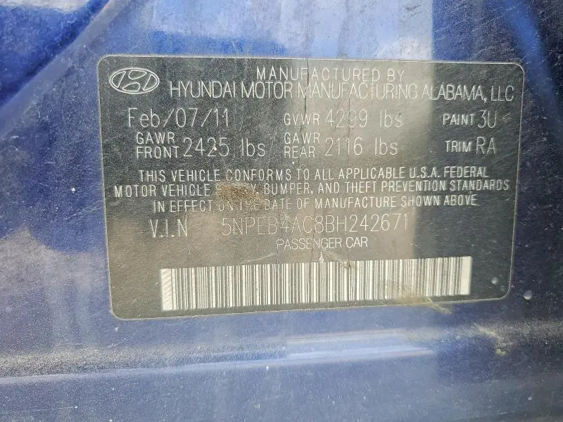 2011 HYUNDAI SONATA GLS  