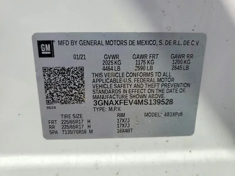2021 CHEVROLET EQUINOX   