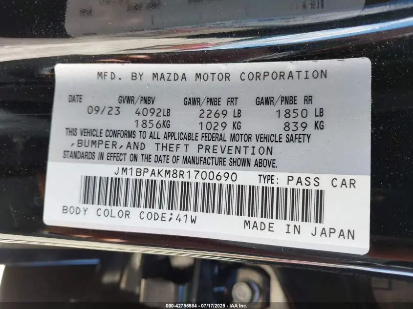 2024 MAZDA MAZDA3 2.5 S SELECT SPORT