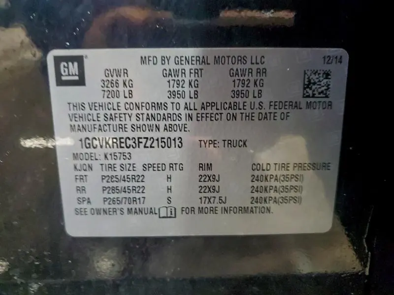 2015 CHEVROLET SILVERADO K1500 LT  