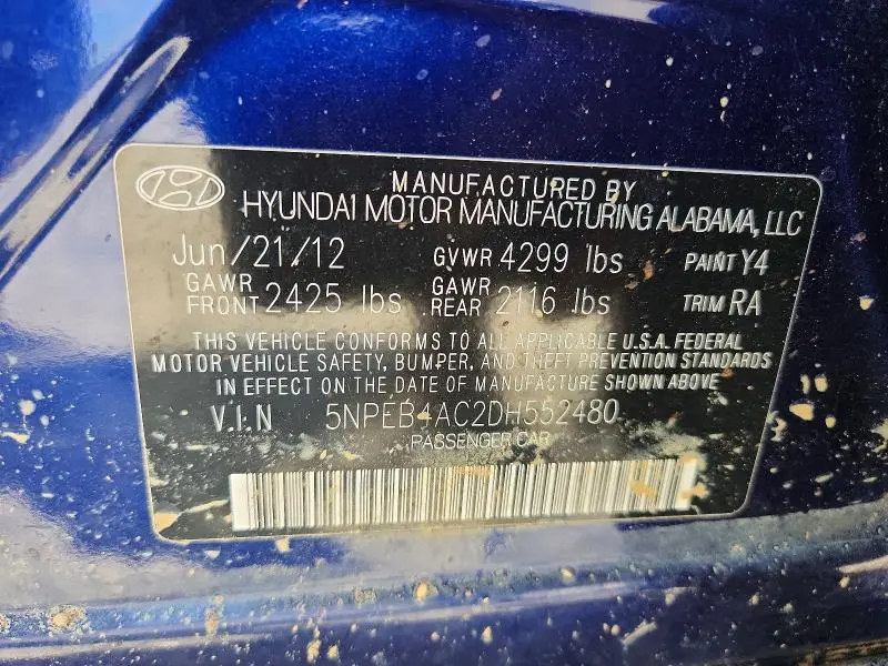 2013 HYUNDAI SONATA GLS  