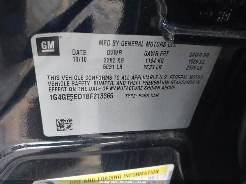 2011 BUICK LACROSSE CXS