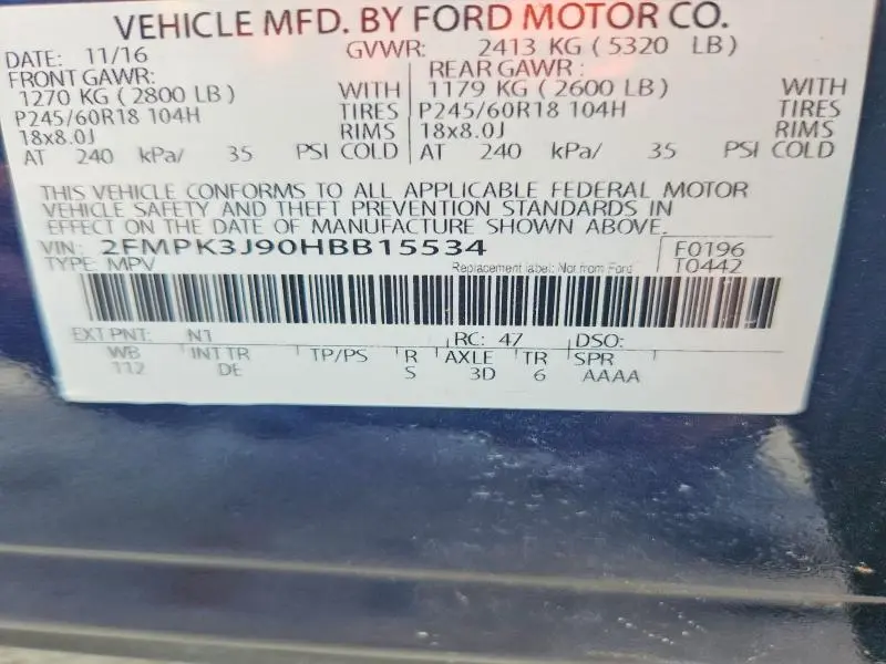 2017 FORD EDGE SEL  