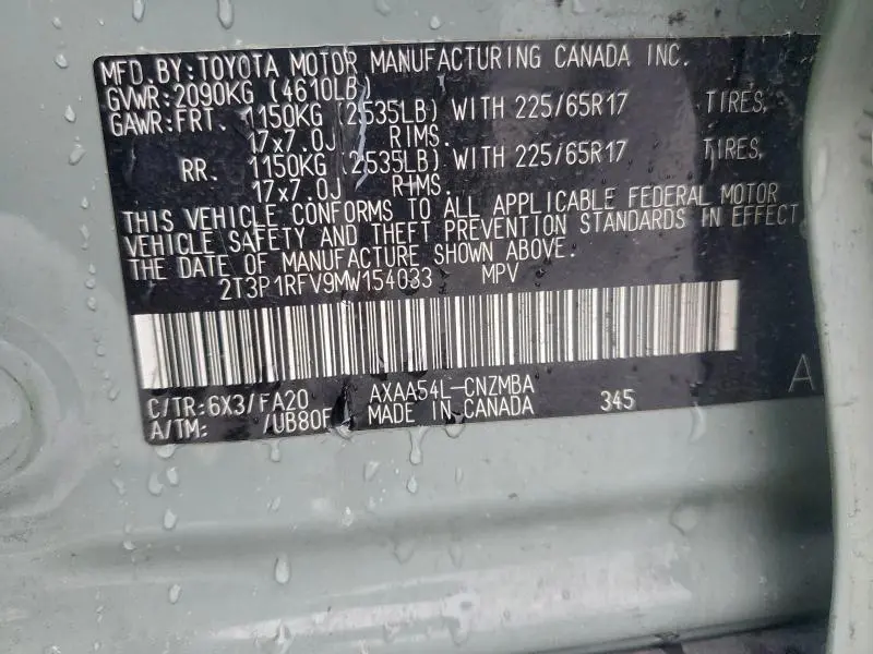 2021 TOYOTA RAV4 XLE  