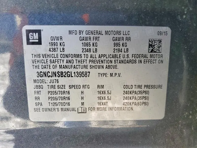 2016 CHEVROLET TRAX LS  