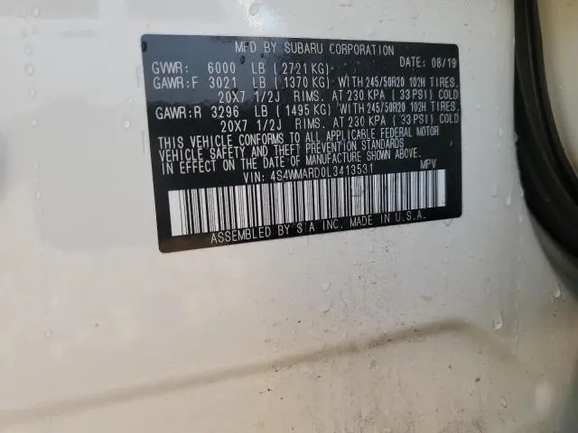 2020 SUBARU ASCENT TOURING  