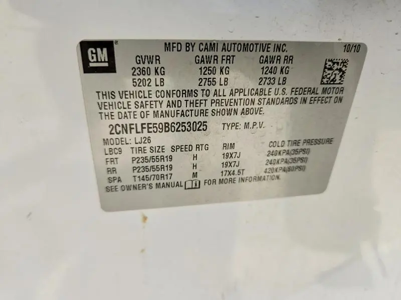 2011 CHEVROLET EQUINOX LTZ  