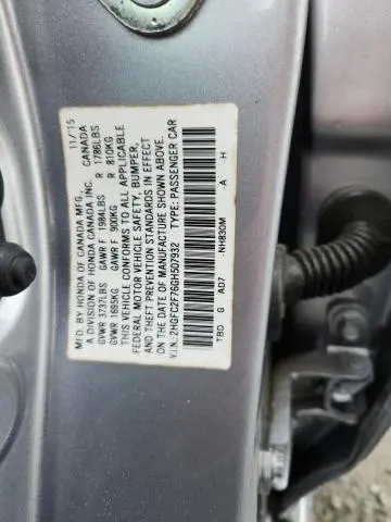 2016 HONDA CIVIC EX  