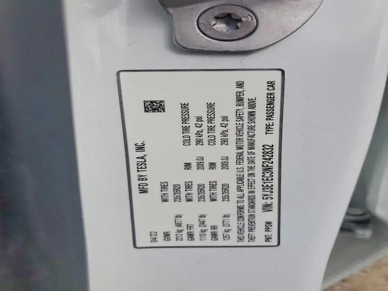 2022 TESLA MODEL 3   