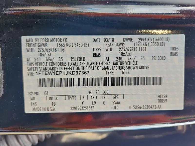 2018 FORD F150 SUPERCREW  