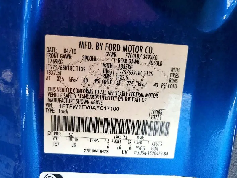 2010 FORD F150 SUPERCREW  