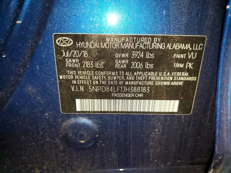 2018 HYUNDAI ELANTRA SEL  