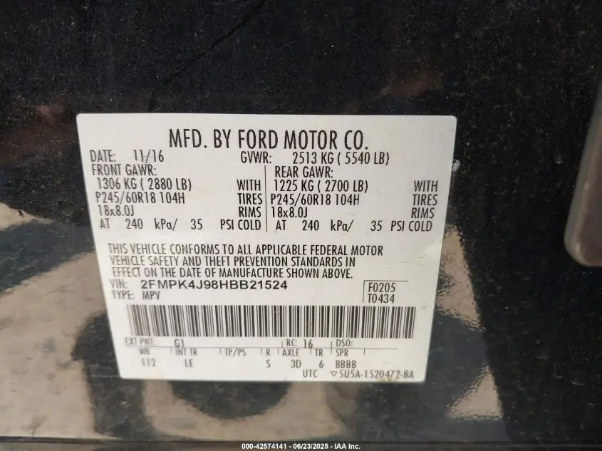 2017 FORD EDGE SEL