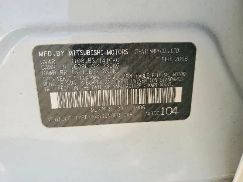 2018 MITSUBISHI MIRAGE G4 ES  