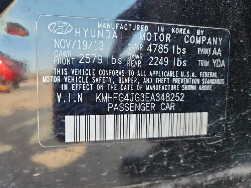 2014 HYUNDAI AZERA   