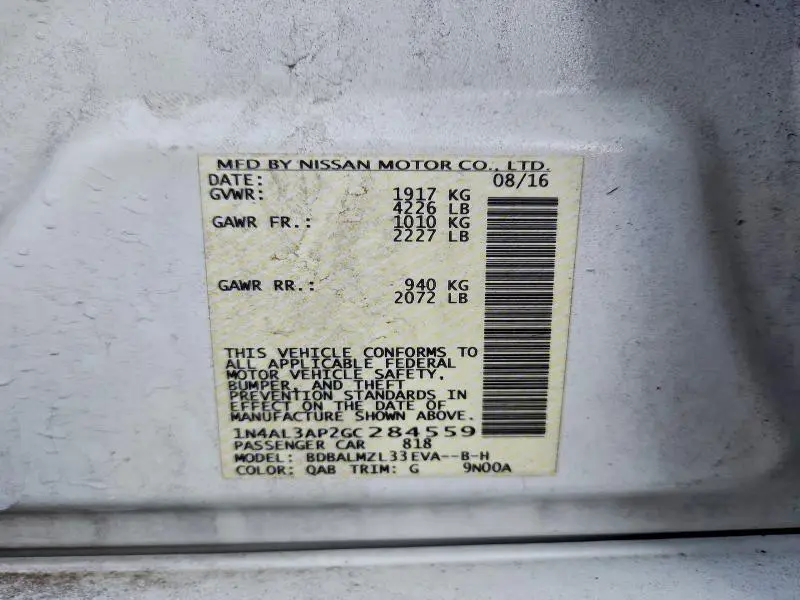 2016 NISSAN ALTIMA 2.5  