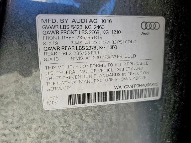 2017 AUDI Q5 PREMIUM  