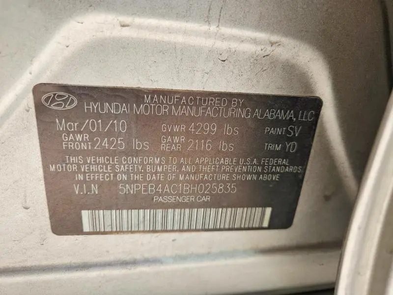 2011 HYUNDAI SONATA GLS  