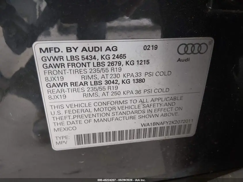 2019 AUDI Q5 45 PREMIUM