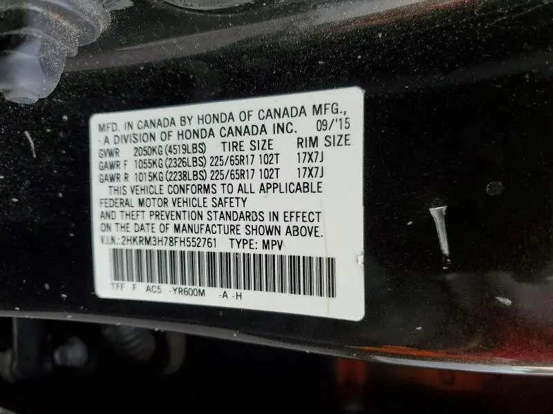 2015 HONDA CR-V EXL  