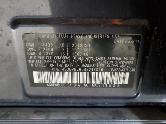 2011 SUBARU LEGACY 2.5I PREMIUM  