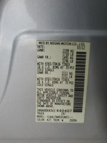 2012 NISSAN FRONTIER S  
