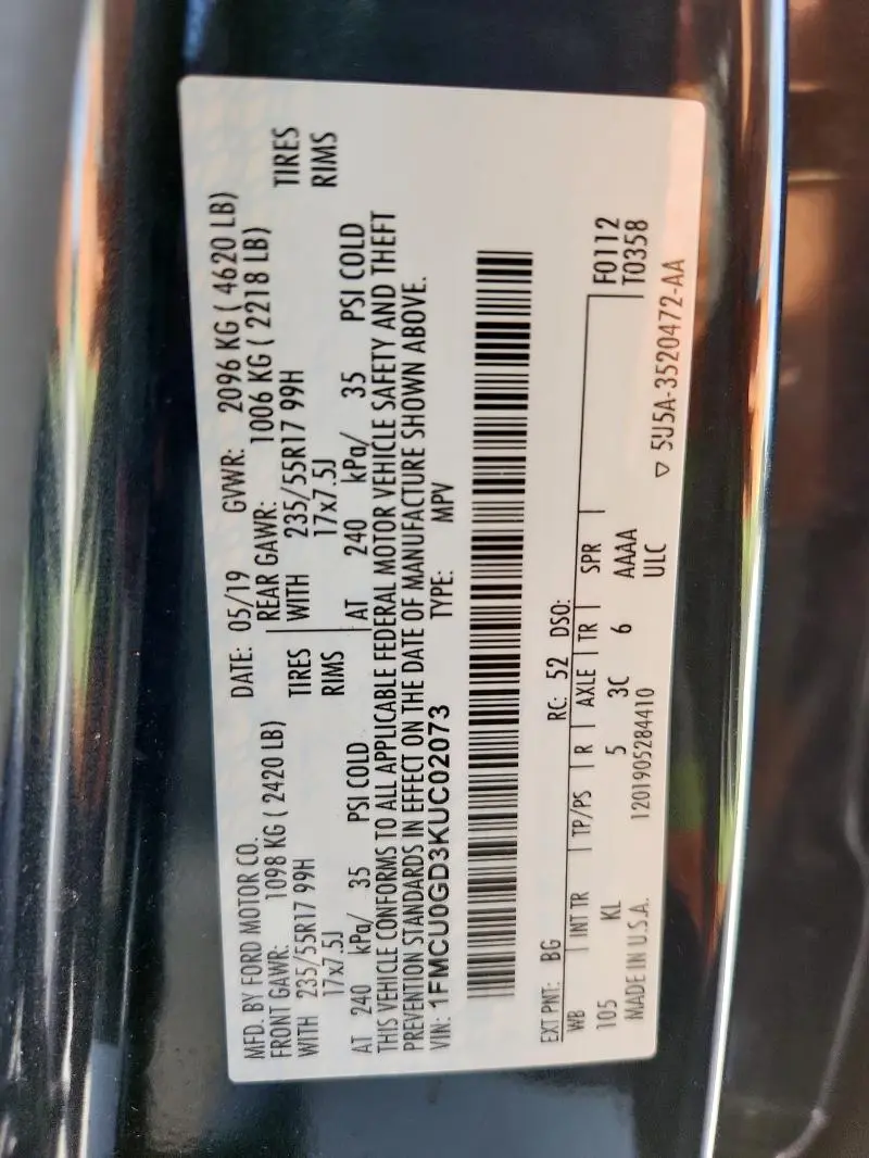 2019 FORD ESCAPE SE