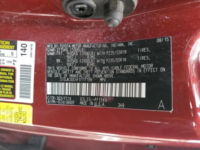 2015 TOYOTA SIENNA LE  