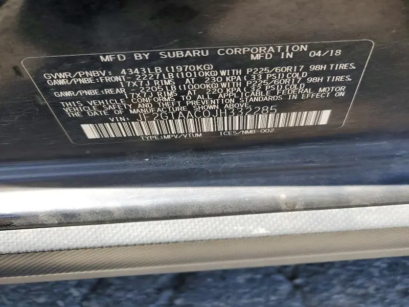2018 SUBARU CROSSTREK   