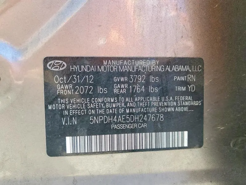 2013 HYUNDAI ELANTRA GLS  