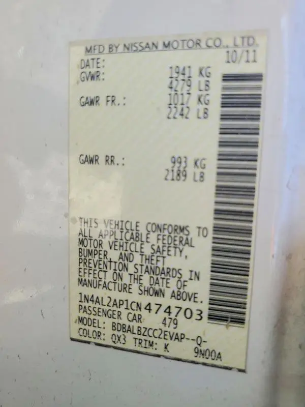 2012 NISSAN ALTIMA 2.5  